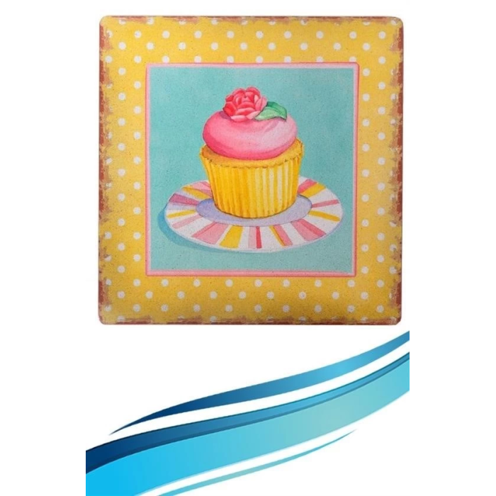 Decotown Duvar Panosu 40*40 Cup Cake Muffin Motifli Duvar Süsü ( Lisinya )