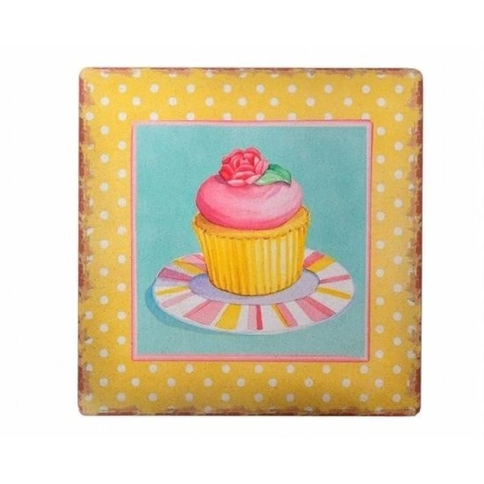 Decotown Duvar Panosu 40*40 Cup Cake Muffin Motifli Duvar Süsü ( Lisinya )