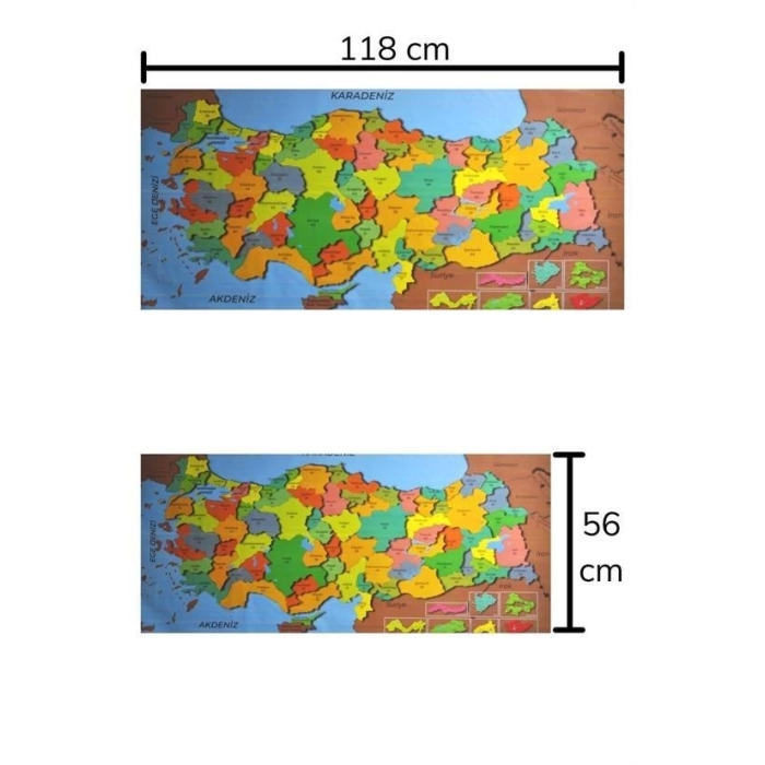 Renkli Türkiye Haritası Manyetik Yapıştırıcı Gerektirmeyen Duvar Stickerı 118 Cm * 56 Cm ( Lisinya )