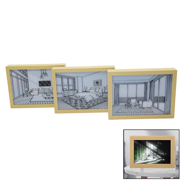 3 BOYUTLU - 15X20CM LED IŞIKLI MİNİ TABLO USB BAĞLANTILI - AYAR ANAHTARLI (4767) - Lisinya