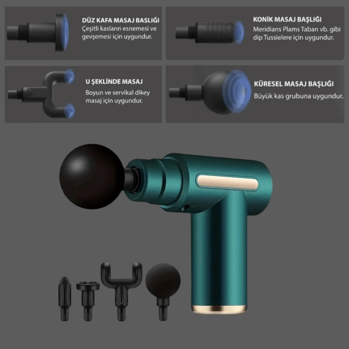 4 Masaj Başlıklı Titreşim, Şarj Edilebilir Küçük Masaj Aleti,masaj Tabancası ( Lisinya )
