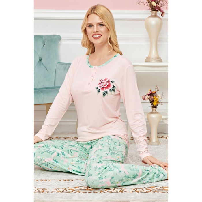 Bayan Uzun Kollu Pijama Takımı Model no 7595