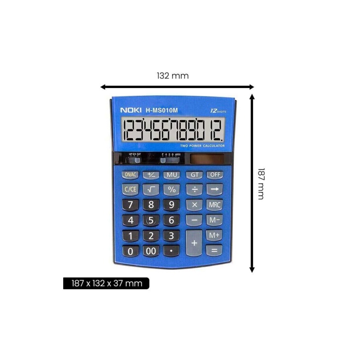 Noki H-MS010M Masaüstü Hesap Makinesi 12 Haneli - Mavi