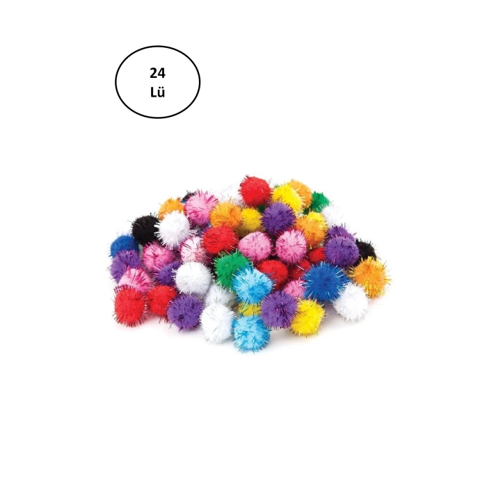 Puti Pom Pom Karışık Metalik 10mm-20mm-30 mm 24lü