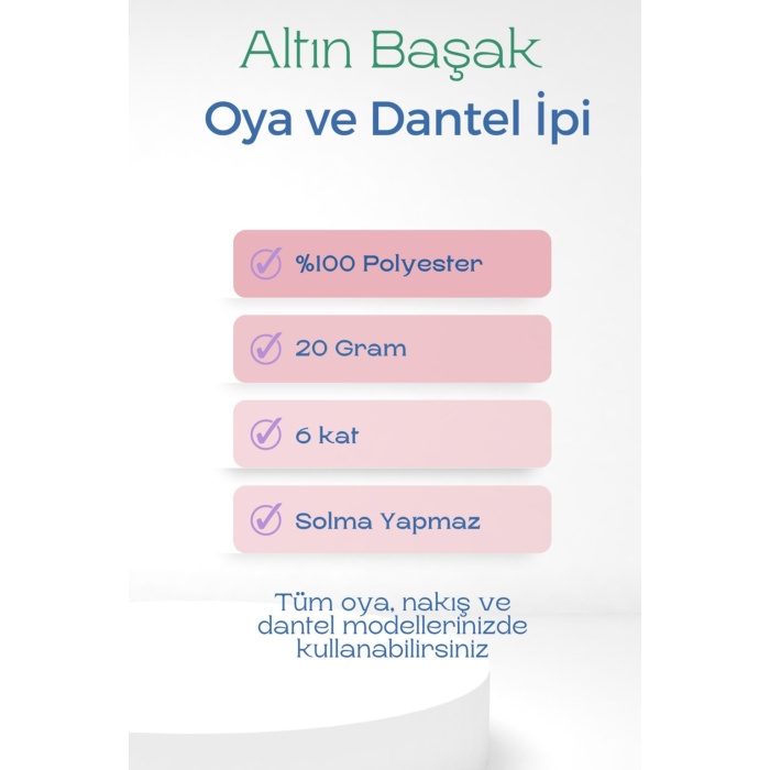 3 Adet Altınbaşak Oya ve Dantel İpi 20 gr - Turk - No: 415 - 970 - 745