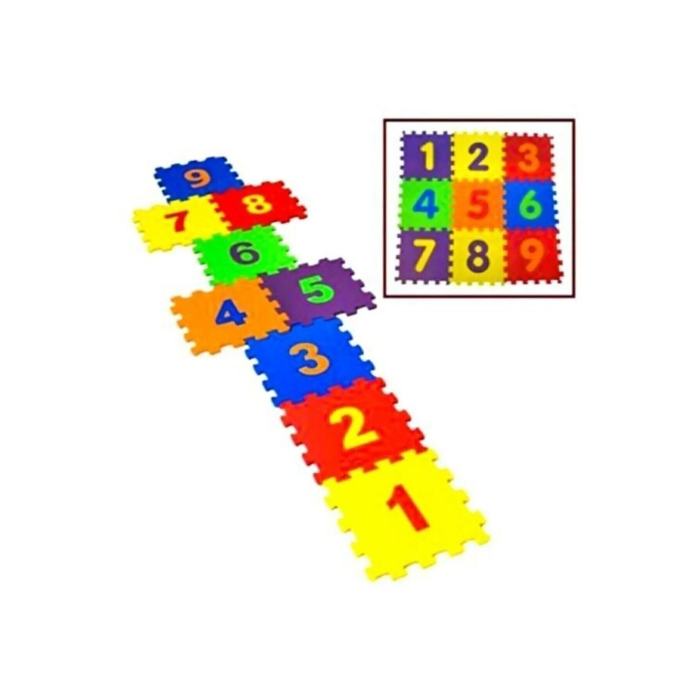 9 Parça Büyük Boy Rakamlı Sayılı Sünger Yapılı Oyun Karosu Yer Matı Puzzle Yapboz Turk-68803