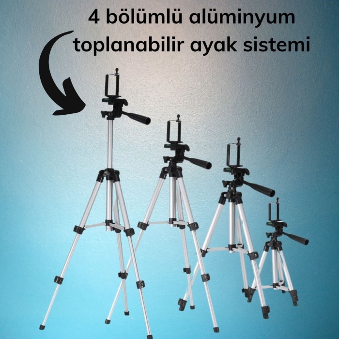 Taşıma Çantalı 130 cm Profesyonel Alüminyum Kamera Tripodu (4767)