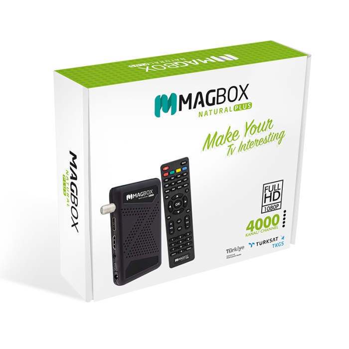 MAGBOX NATURAL PLUS FULL HD + USB MİNİ HD UYDU ALICISI TKGSLİ + YOUTUBELU (4767)