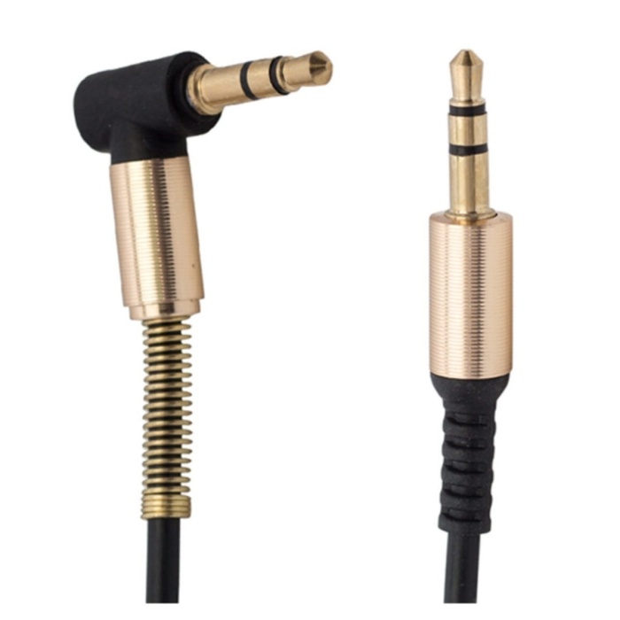 3.5 Mm Metal Başlıklı Erkek/Erkek L Uçlu Jack Girişli Aux Stereo Ses Aktarma Kablosu (4767)