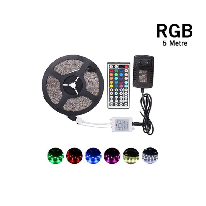 5 Metre Rgb Şerit Led Seti-İç ve Dış Mekan Silikonlu-Tak Çalıştır (4767)