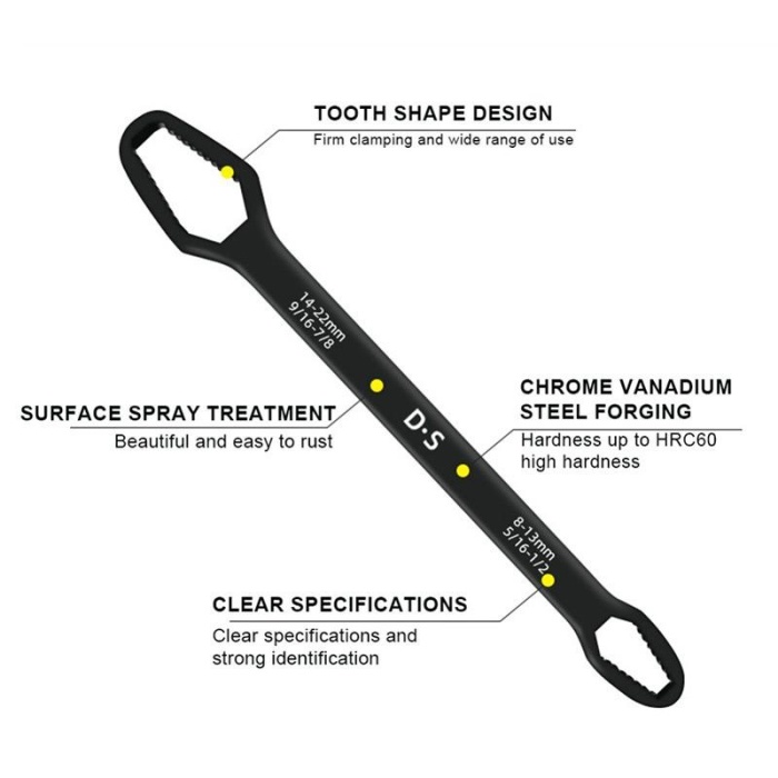 Universal Anahtarı Çift kafalı  Çok Fonksiyonlu 6-22mm (4767)