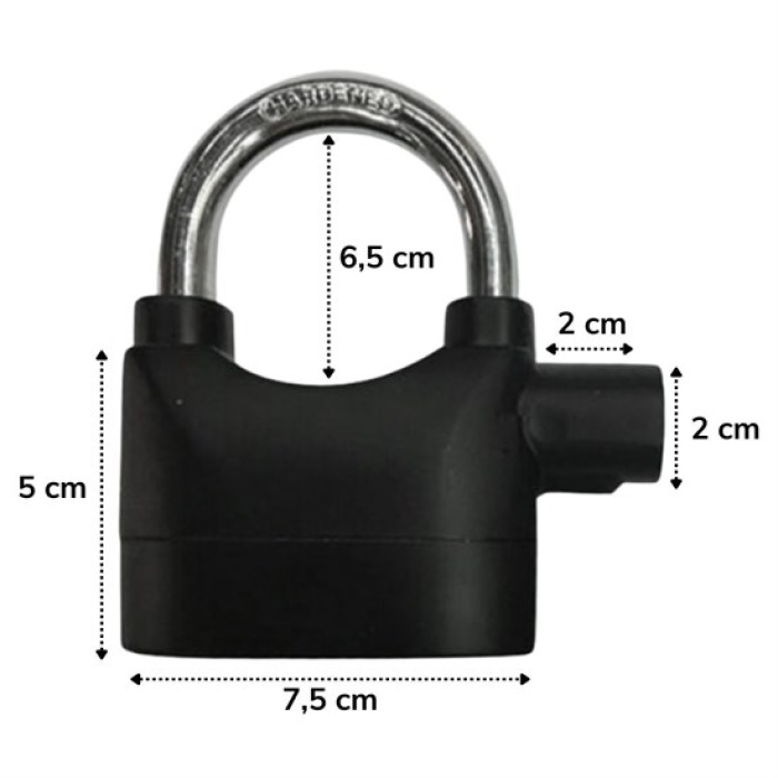 Desibel Siyah Alarmlı Çok Fonksiyonlu Ekstra Güvenlikli Kare Asma Dolap Kilidi (4767)