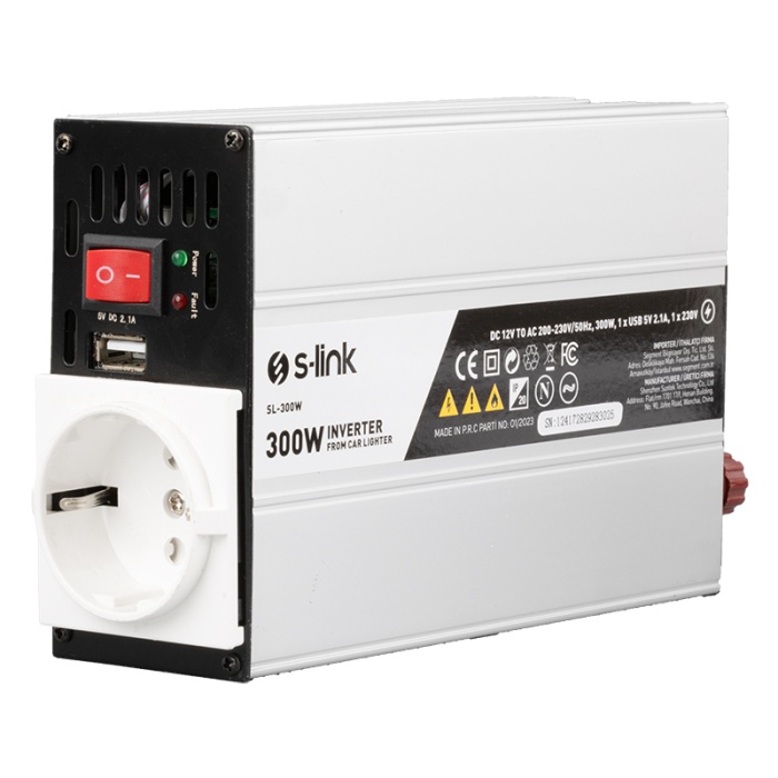 S-LINK SL-300W 300W DC12V-AC230V ÇAKMAKTAN POWER INVERTER (4767)