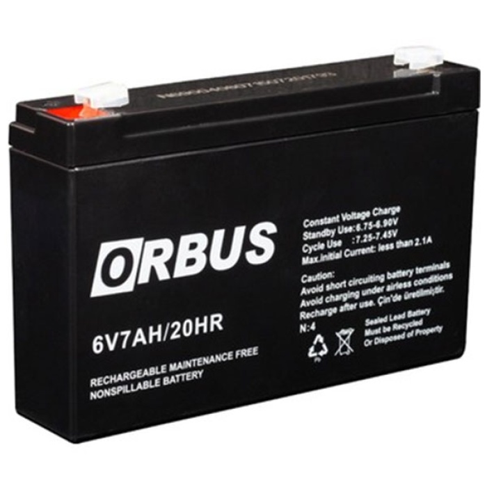 AKÜ 6 VOLT 7 AMPER ORBUS (150 X 30 X 94 MM) (4767)