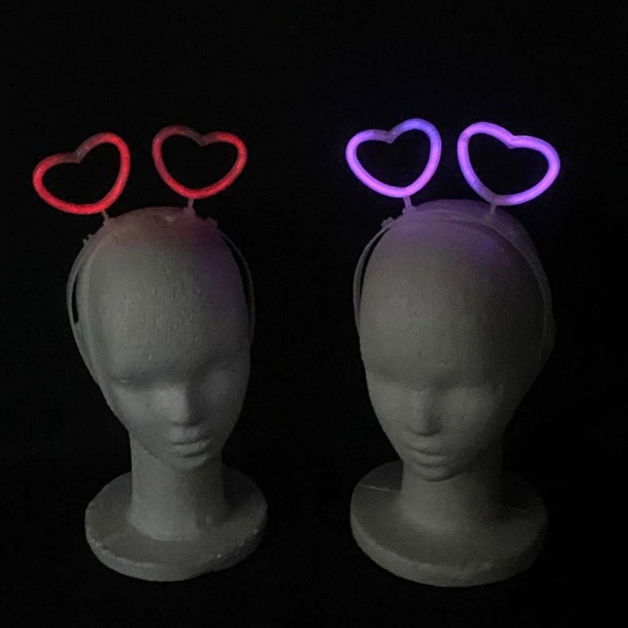 Glow Stick Karanlıkta Yanan Fosforlu Kalp Taç 12 Adet (4767)