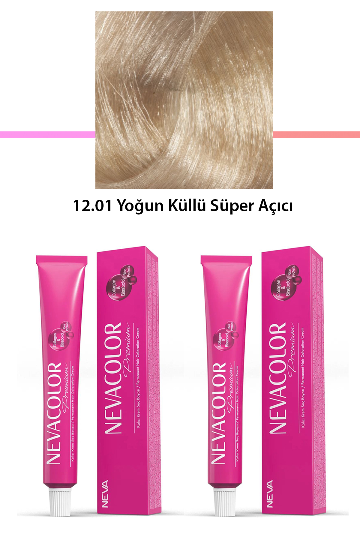 2 li Set Premium 12.01 Yoğun Küllü Süper Açıcı - Kalıcı Krem Saç Boyası 2 X 50 g Tüp