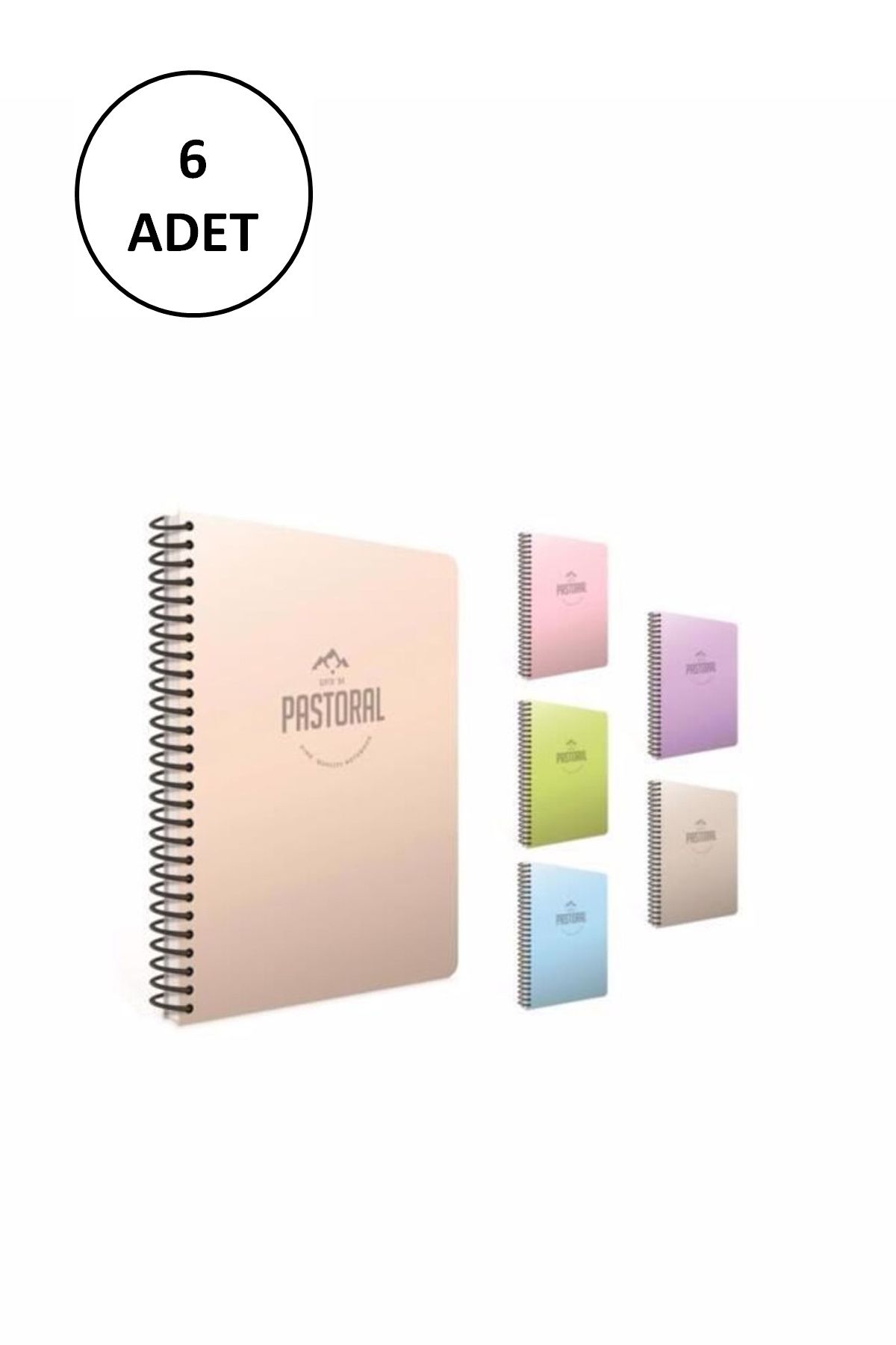 A4 Spiralli Defter Pastoral Plastik Kapak Kareli 120 Yaprak 3-3248000-2011 Asorti 6 Adet