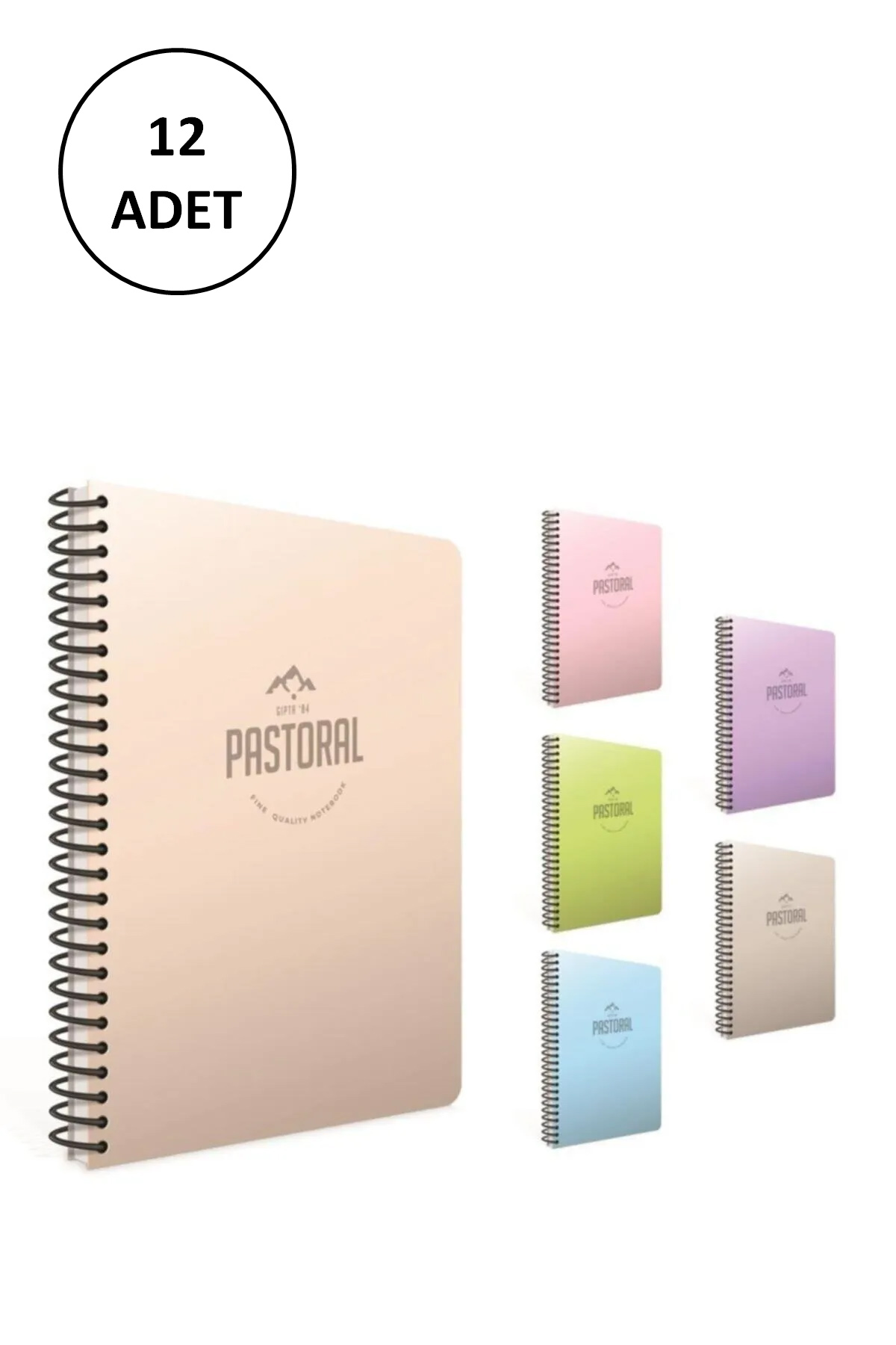 Gıpta Pastoral Spiralli Pp Kapak Defter 17x24cm 72 Yaprak Kareli (12 Adet)