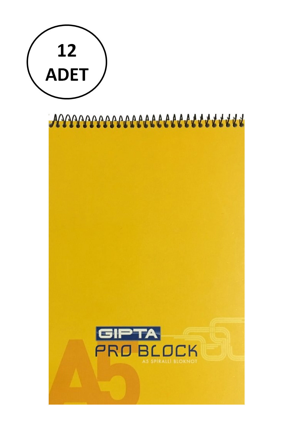 Gıpta Pro Block Spiralli Bloknot A5 40 Yaprak Kareli 12 Adet