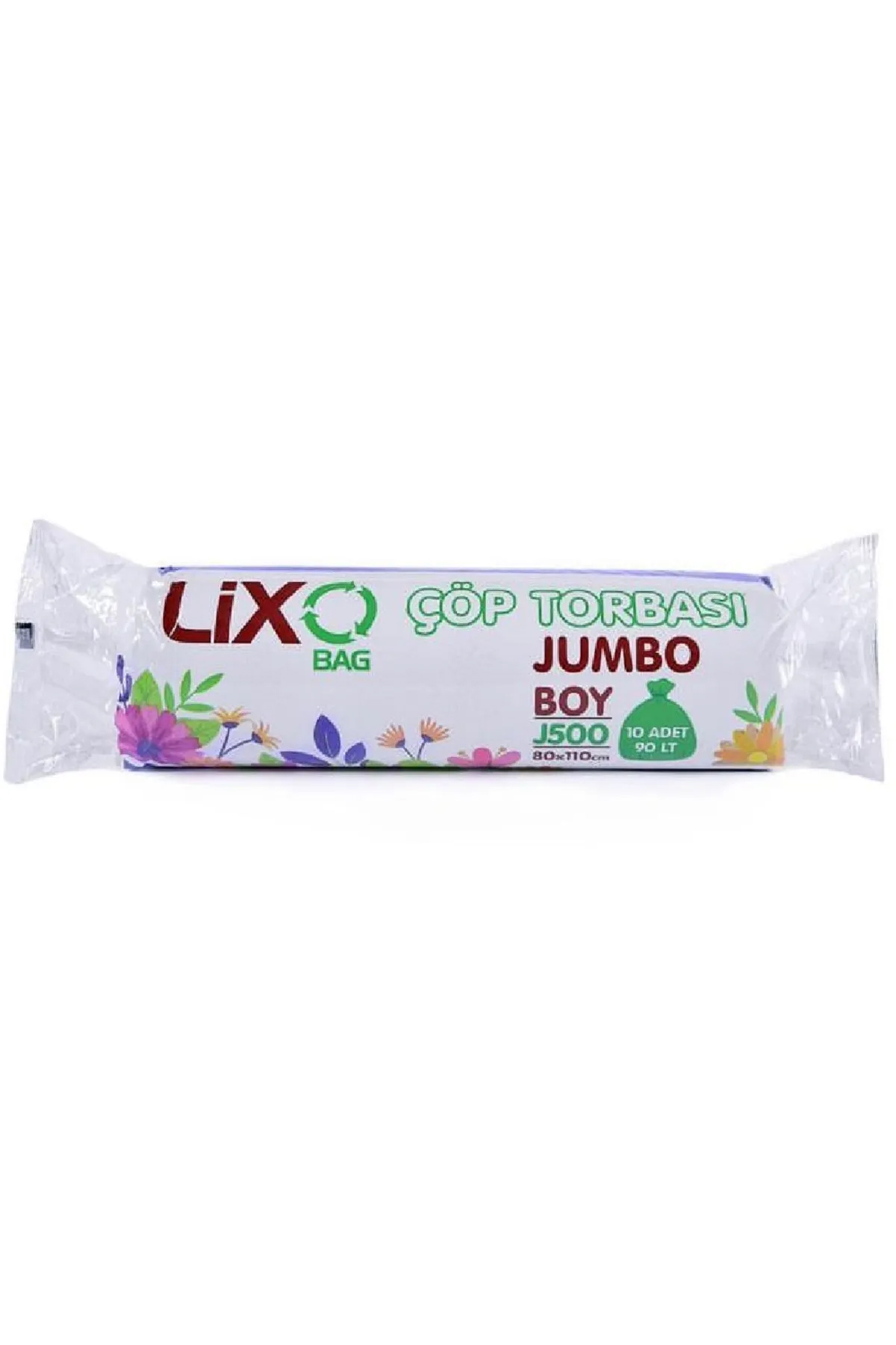 J-500 Jumbo Boy Çöp Torbası 80 x 110 cm 10 Lu Rulo x 1 Paket = 10 Adet (Siyah)