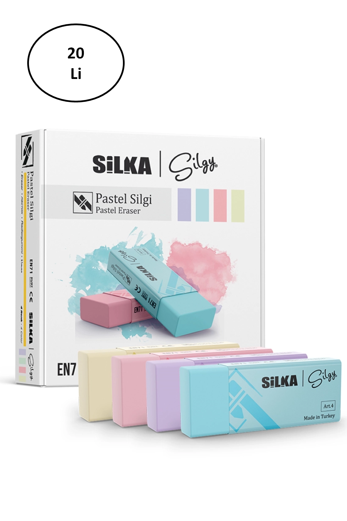 Silka Pastel Silgi 4 Renk 20Li