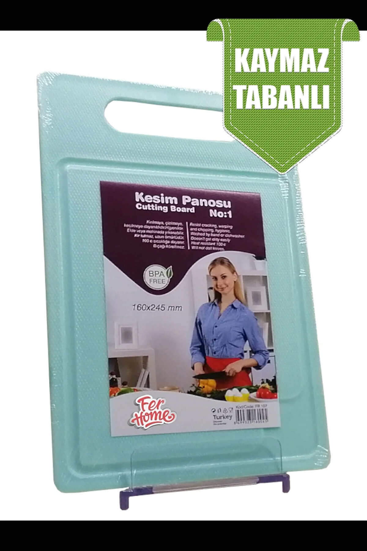 Kesme Tahtası Kaydırmaz Plastik Kesme Sunum Tahtası Pratik Kesim Panosu 160x245 Mm Turk-FR-107