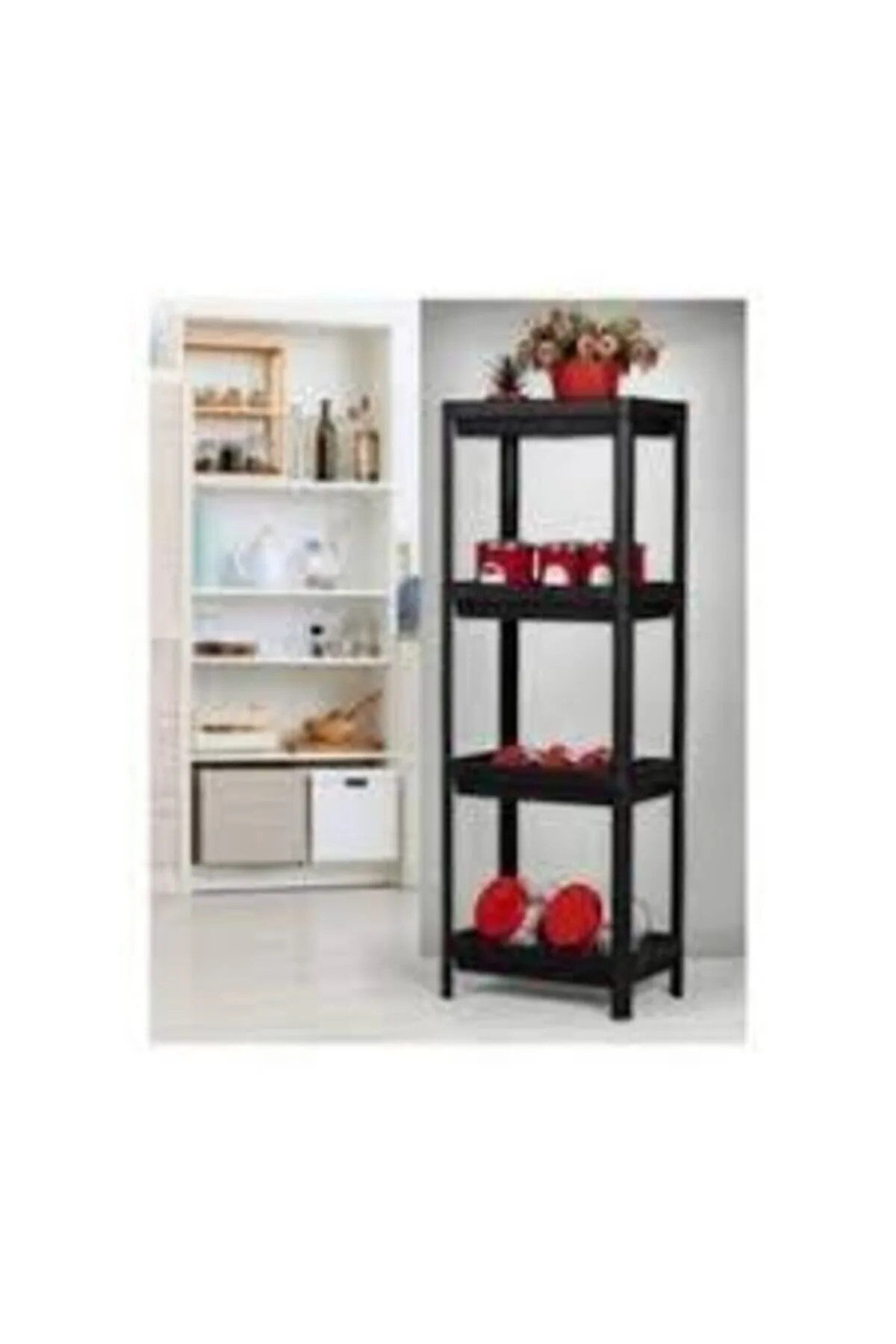 Shelf Unit Raf Ünitesi Siyah Renk 4 Katlı Turk-81414