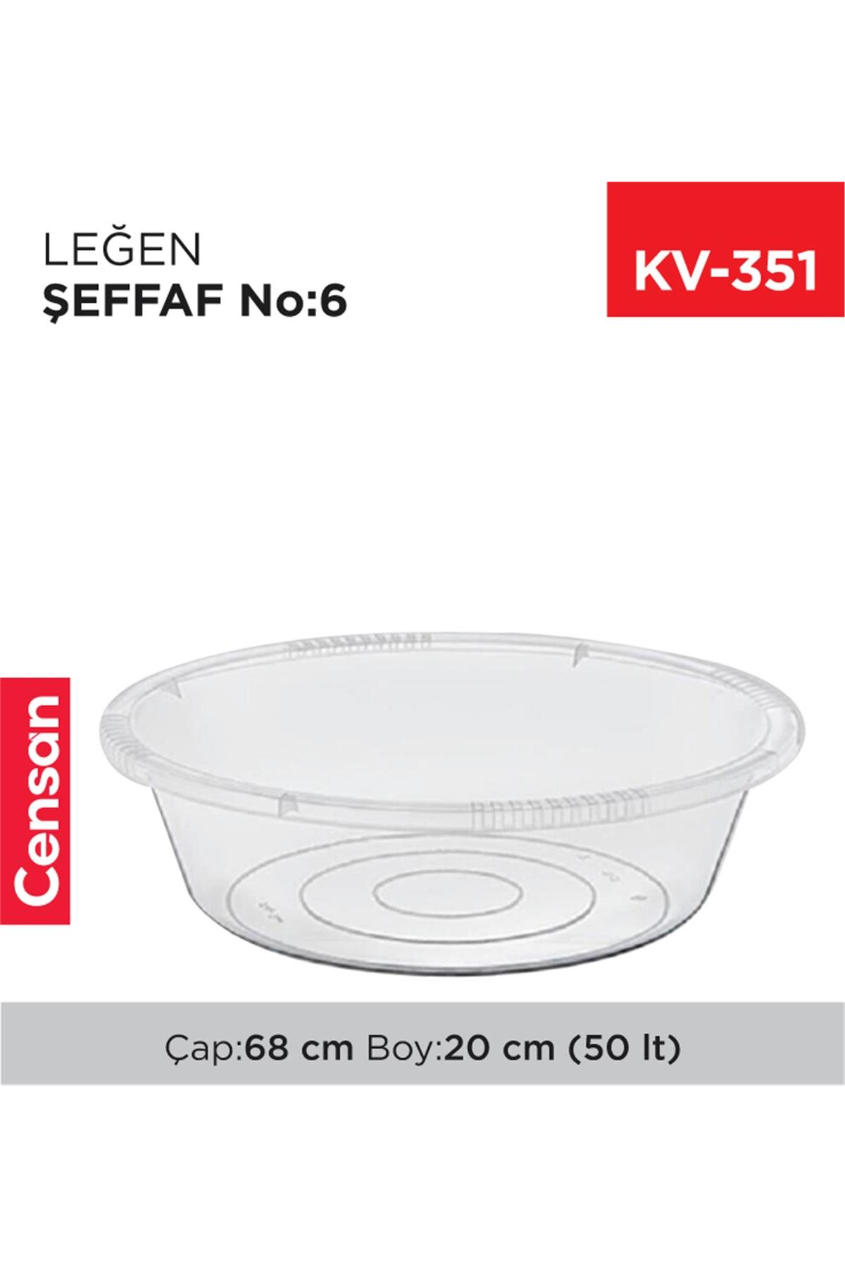 6 No Leğen Şeffaf Çamaşır Leğeni 50 Litre Turk-E425