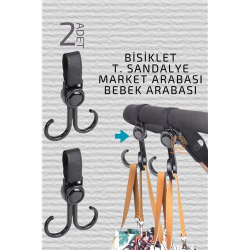 Bebek Arabası Askısı Market Arabası Bisiklet T.Sandalye Askısı 2 ADET