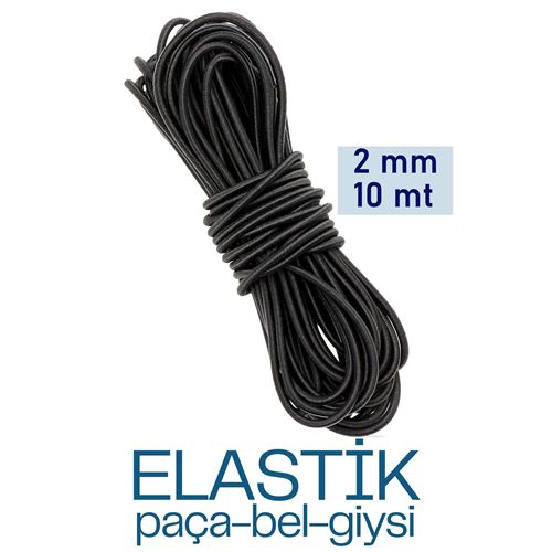 Bel Paça Giysi Lastiği 2 mm 10 Mt SİYAH