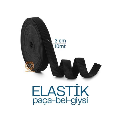 Yassı Bel Paça Giysi Lastiği 10 Metre 3 cm SİYAH