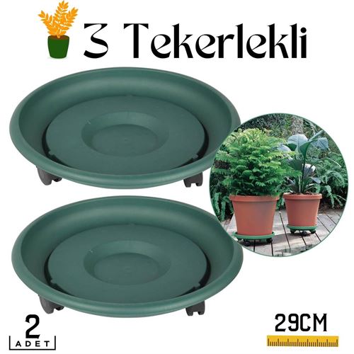 2 li Tekerlekli Saksı Altığı 29 CM Coadura Design Yeşil