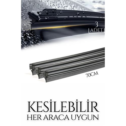 Kesilebilir 70 cm Silecek Lastiği 3 lü set