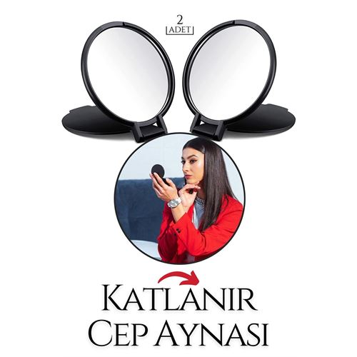 Katlanabilir Mini Çanta Aynası 2 li SET