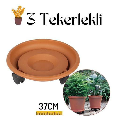 Tekerlekli Saksı Altığı 37 CM Coadura Design Kahve