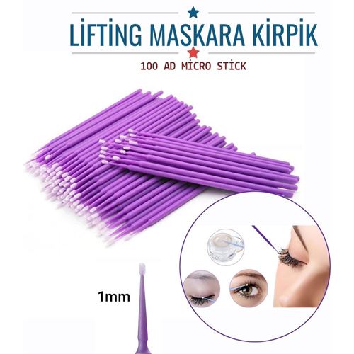 Lifting Maskara Kirpik Micro Stick Fırça 100 Adet