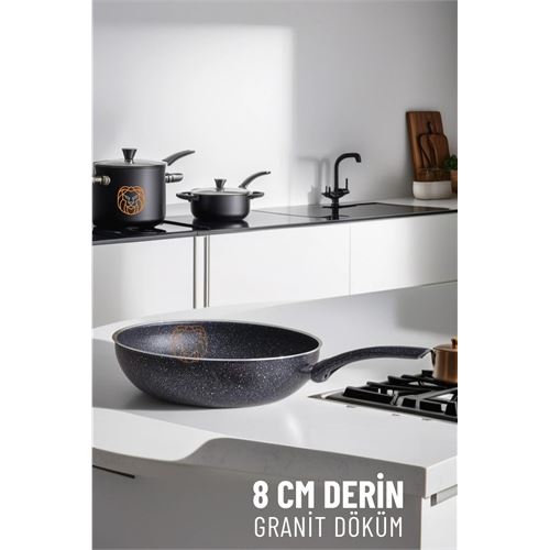 8 Cm Derin Wok Tava Granit Döküm L.Kinnaird