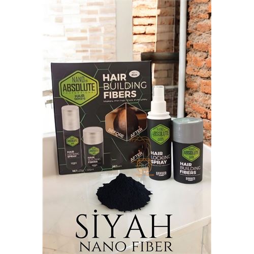 Turk Saç Dolgunlaştırıcı Fiber Topik Toz Sabitleyici Set SİYAH Nano Absolute