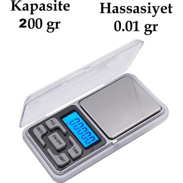 Dijital Hassas Elektronik Kuyumcu Cep Terazisi Tartı 200 gr 0.01 gr (4767)