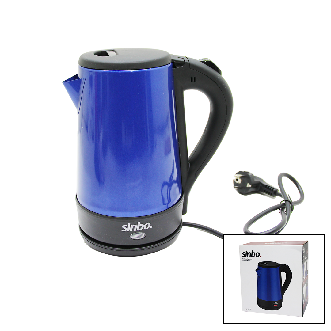 SİNBO-8016 MAVİ RENK ÇELİK KETTLE SU ISITICISI 1.5LT - 2200W (4767)