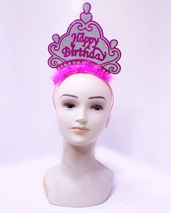 Happy Birthday Neon Pembe Renk Doğum Günü Tacı 24x15 Cm