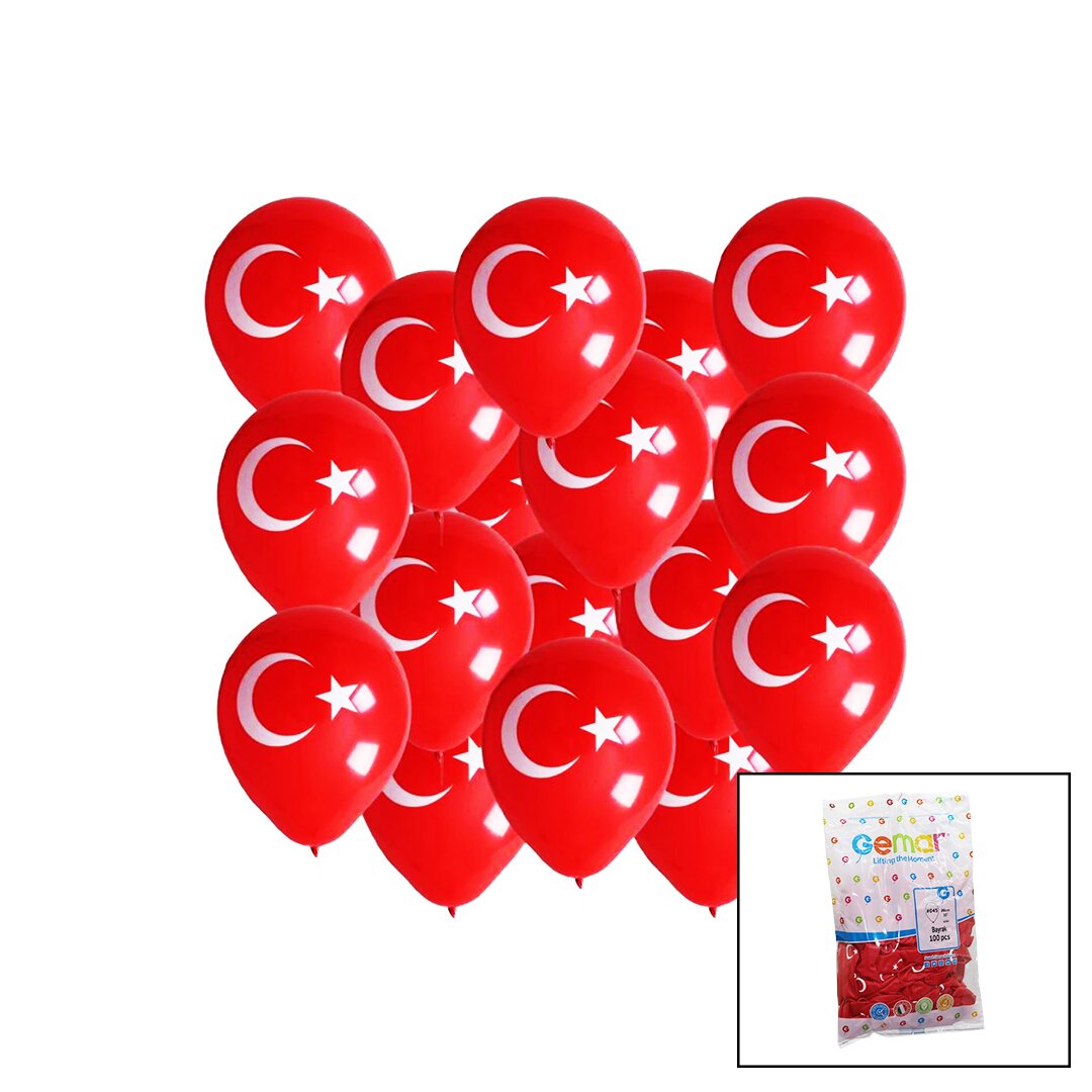 BAYRAKLI BALON  10 İNÇ - 26CM - 100PCS (4767)