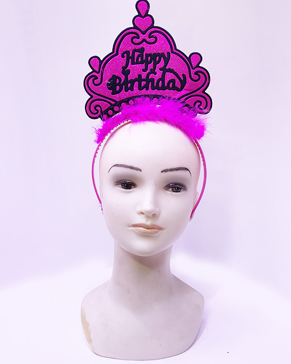 Happy Birthday Neon Fuşya Renk Doğum Günü Tacı 24x15 cm (4767)