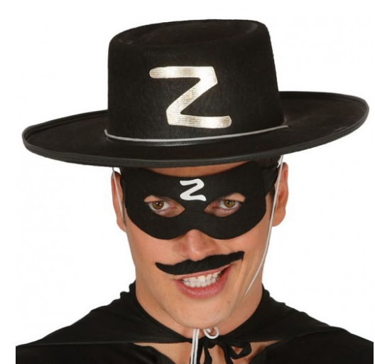 Z Logolu Yetişkin Zorro Şapkası ve Zorro Maskesi (4767)