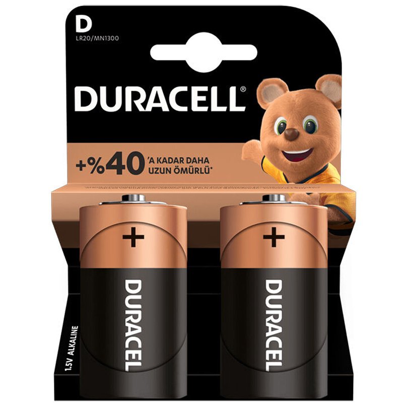 DURACELL LR20/MN1300 D BÜYÜK BOY PİL 2Lİ PAKET (4767)