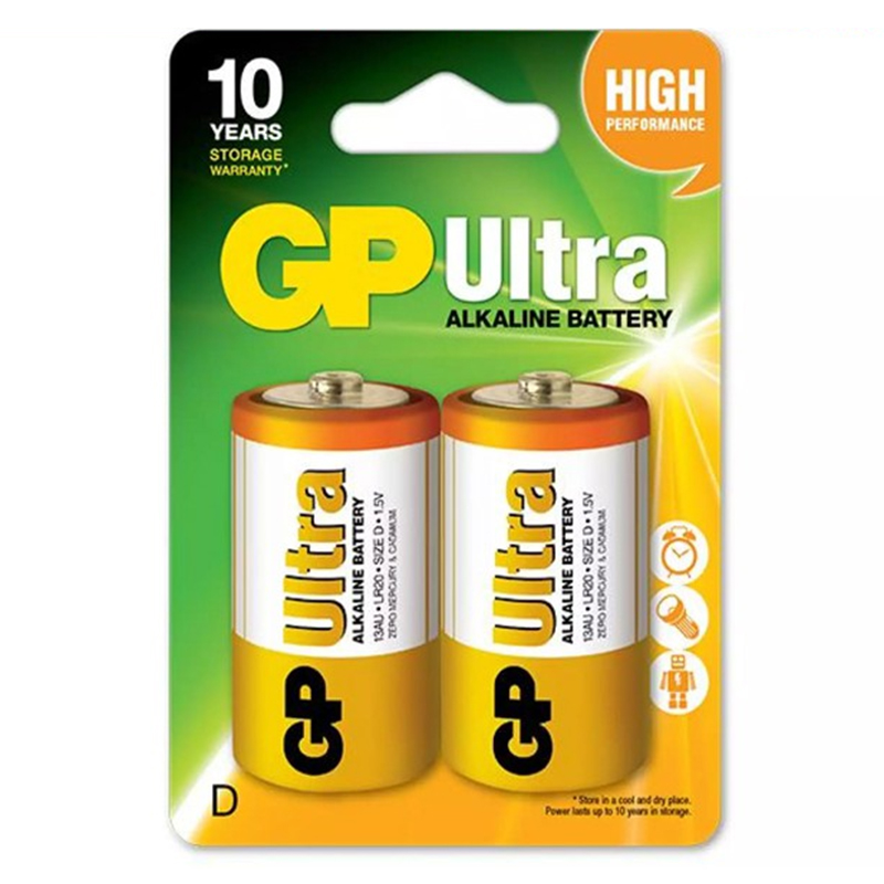 GP 13AU-2U2 ULTRA ALKALIN D BÜYÜK BOY KALIN PİL LR20 2Lİ PAKET FİYAT (4767)