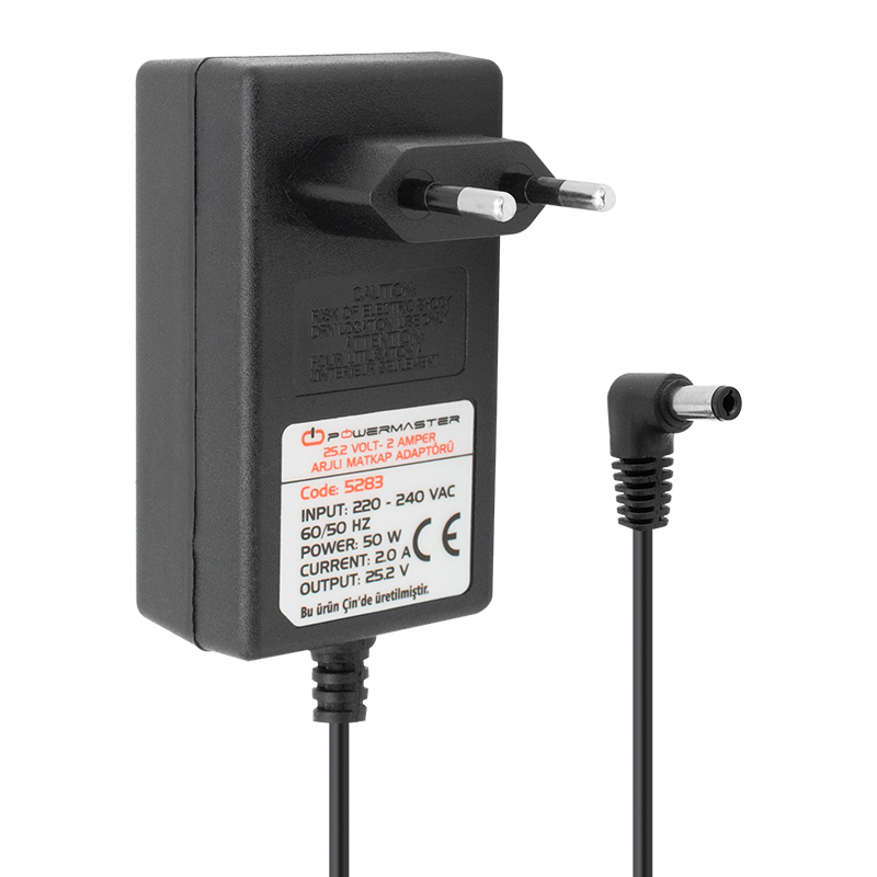 25 VOLT - 2 AMPER - 50 WATT 5.5*2.5 L UÇLU ŞARJLI MATKAP ADAPTÖRÜ (4767)