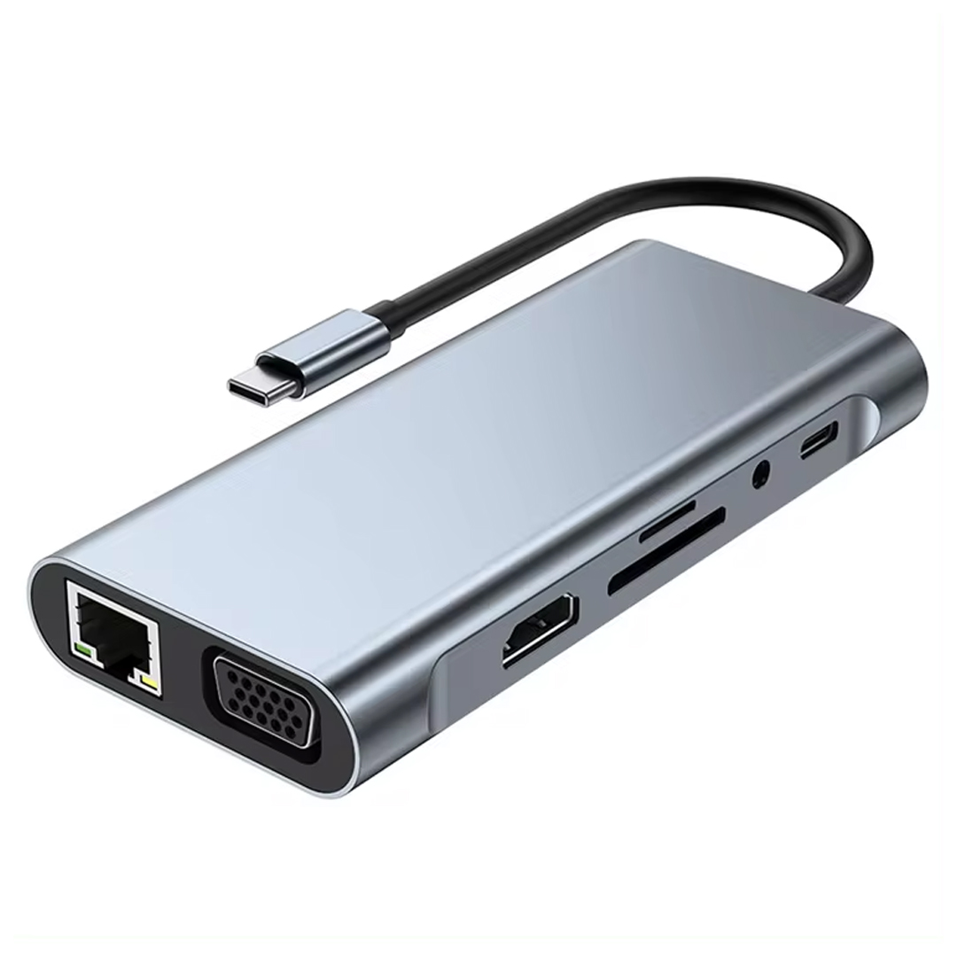 TYPE-C TO HDMI 10IN1 ÇOK FONKSİYONLU ÇEVİRİCİ ADAPTÖR DOCK STATION (4767)