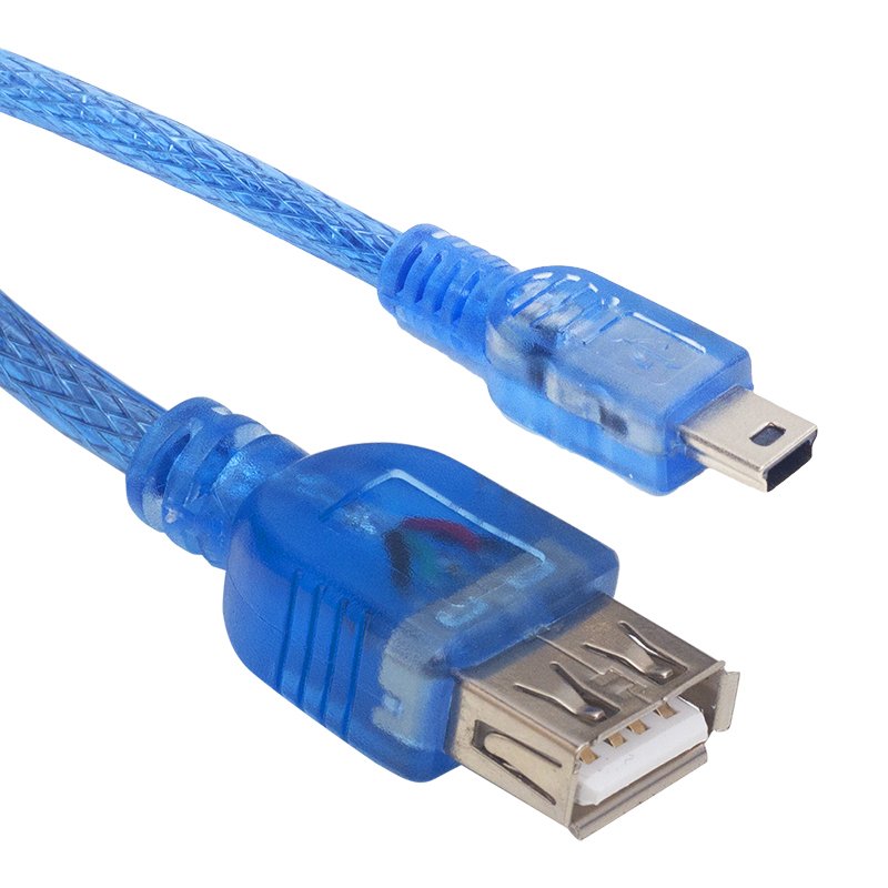 USB 5 PİN ERKEK-USB DİŞİ IPOD KABLOSU MAVİ ŞEFFAF 40 CM (4767)