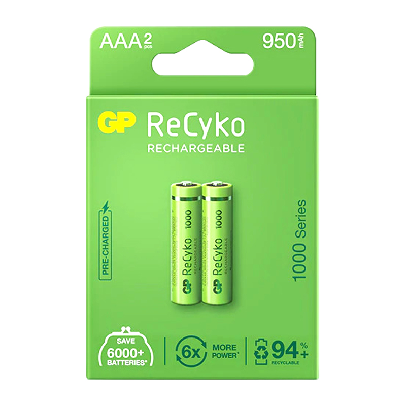 GP RECYKO 950 MAH R03 AAA ŞARJLI 2Lİ PİL GP100AAAHCE-2EB2 (GPRHC103E000) (4767)